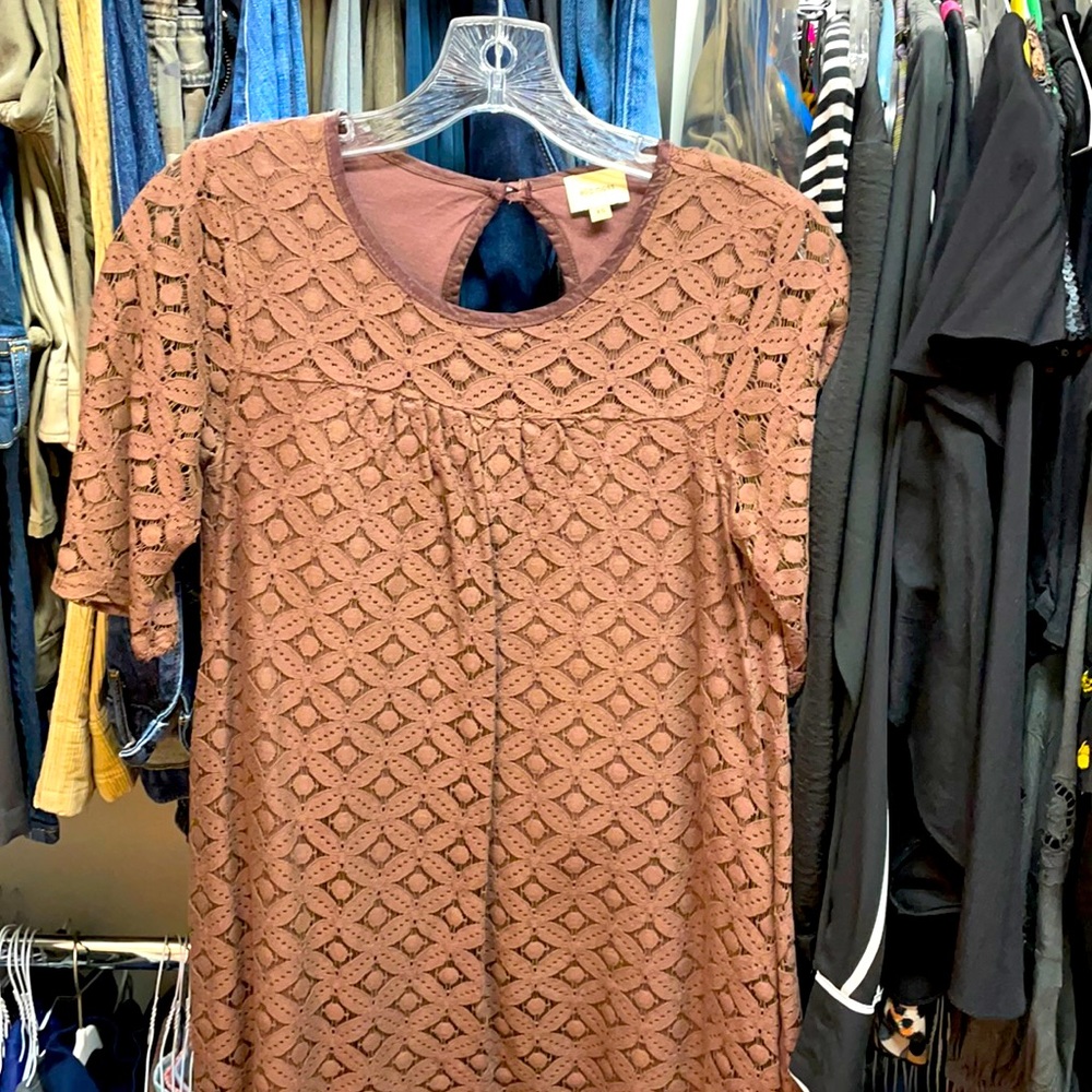 Ella Moss brown eyelet tunic
